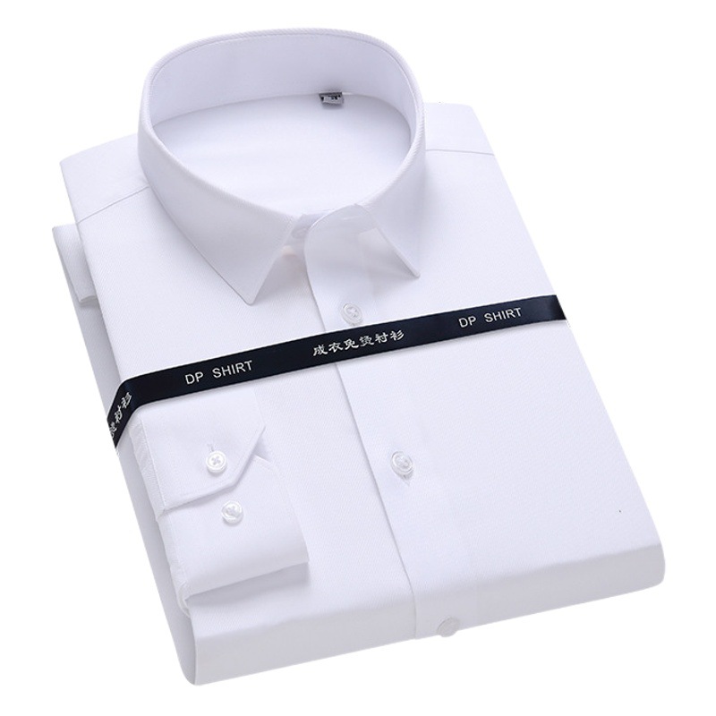 純綿の白い青い男性のシャツの職業のストライプのシャツは長袖の格子の男性のシャツの卸売りのdpを免除します。