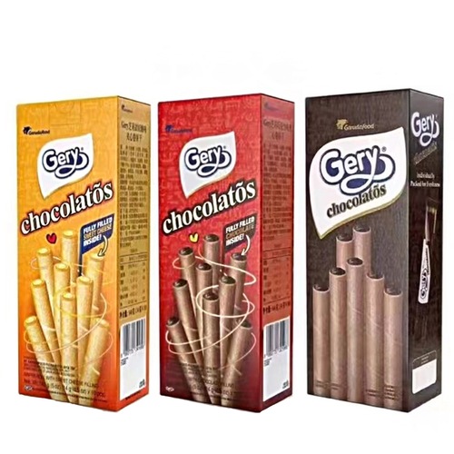 Indonesian imported Gery Zili black chocolate flavored filled waffle cookies 140g
