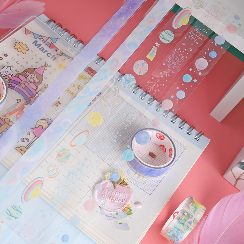 59g Weight Washi Tape Stationery Type 5 PCS/Package Quantity School Occasion PET Material Butterfly, Daisy Pattern Cute Style 5 PCS/Package Butterfly Daisy School PET Cute Washi Tape 13