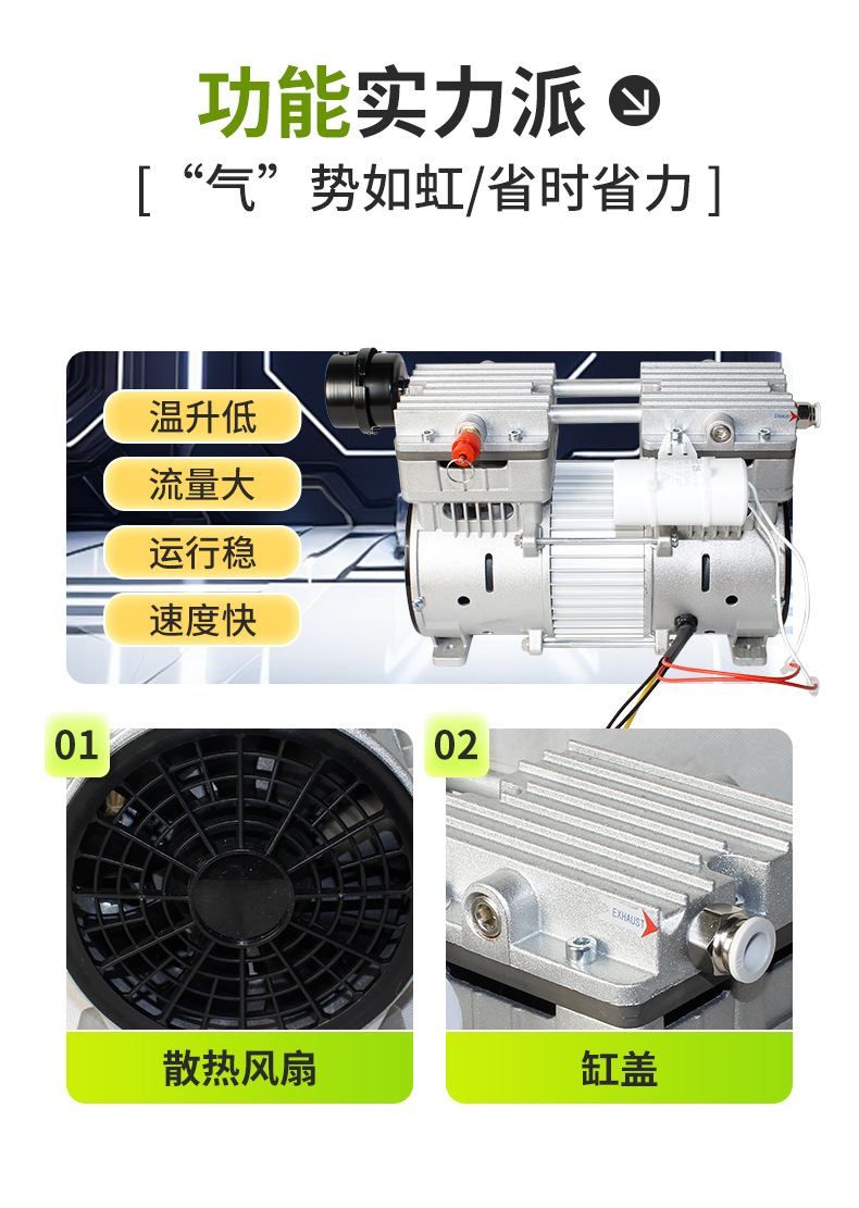 Lihao Electromechanical Oil-Free Air Compressor Ol750 High Power Compressor Head Pump Automation Equipment High Flow