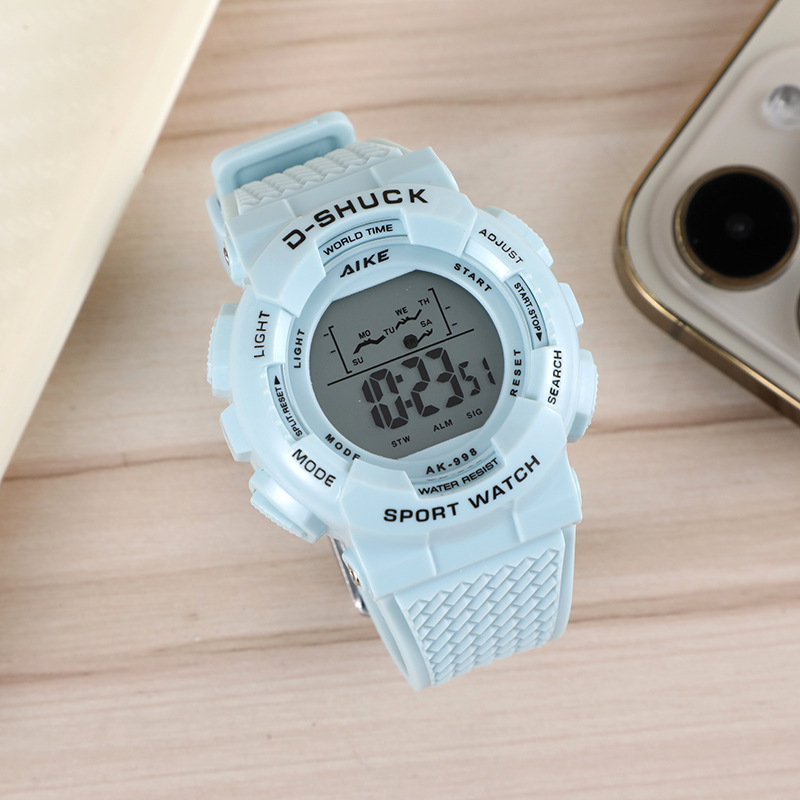 Reloj electrónico deportivo de tendencia para estudiantes de secundaria anti-caída multifuncional Cool Nightlight Reloj electrónico impermeable