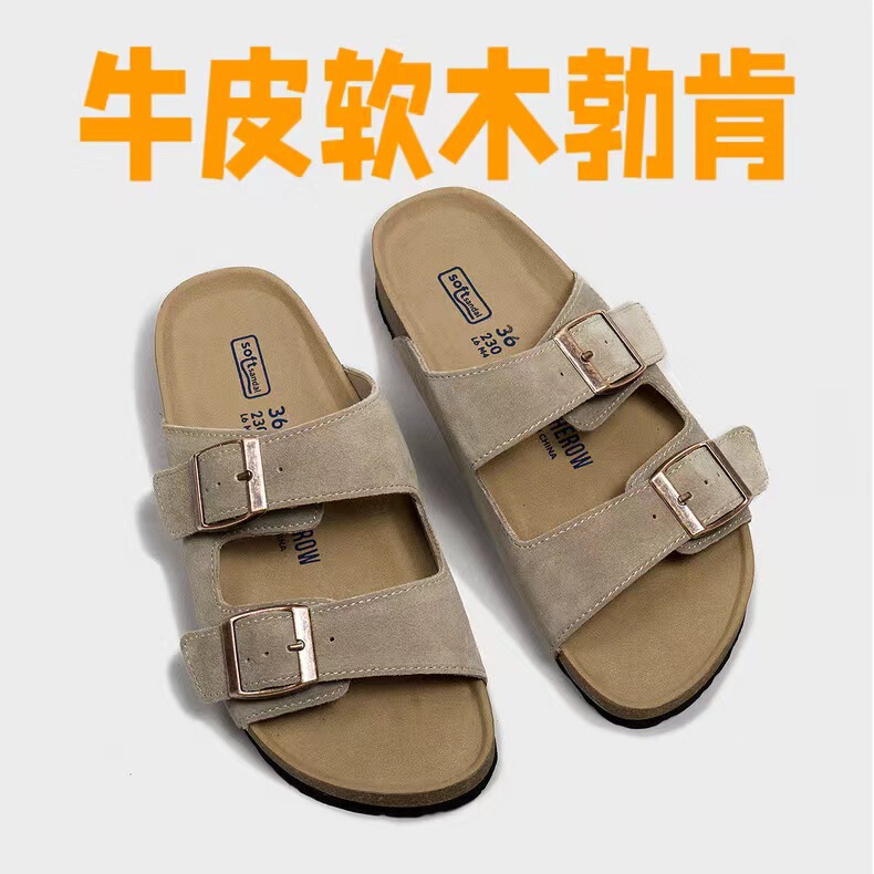 Genuine Leather Platform-soled Birkenan Shoes Summer Outer Wear Half-drag Fishing Birkenan Shoes All-match Sandals Sandals for Men and Women plus size Shoes