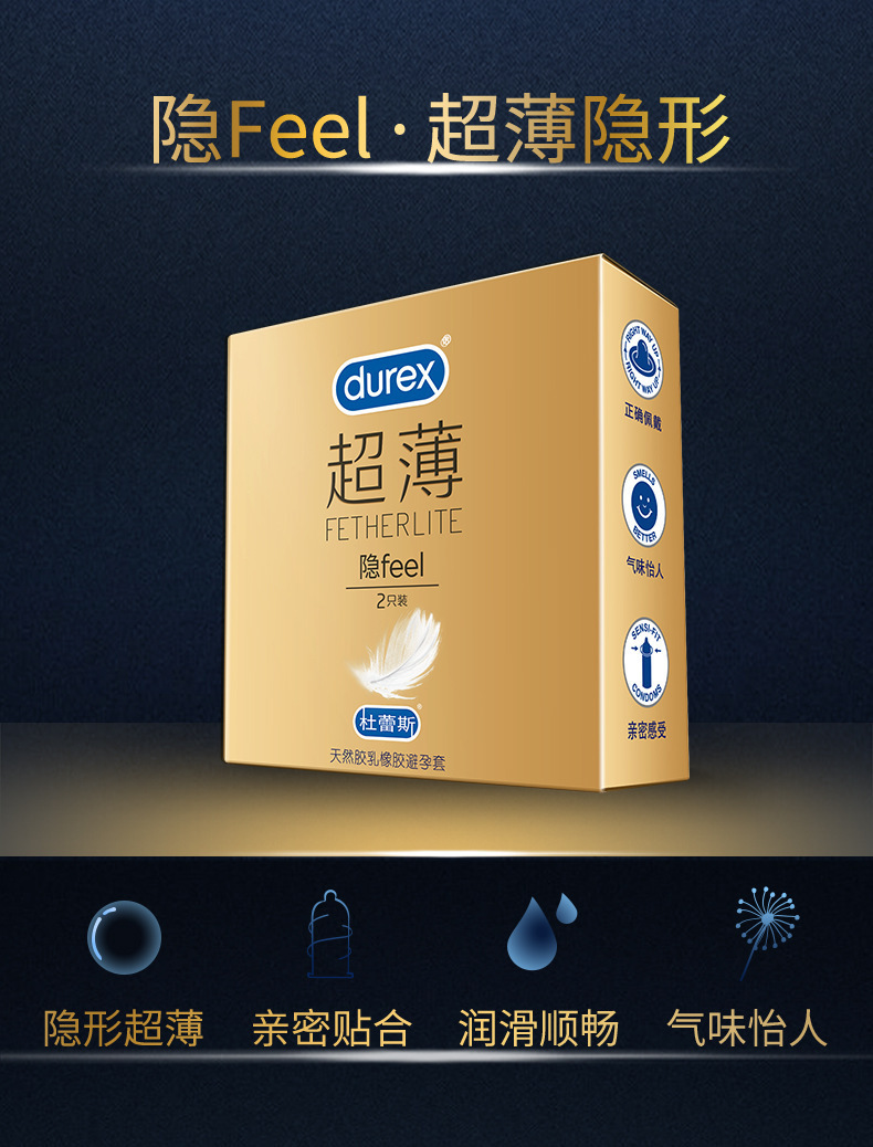 Durex Hide Feel Ultra-Thin Latex Condoms, 3 Pieces, Medium, Unscented — detail image 12