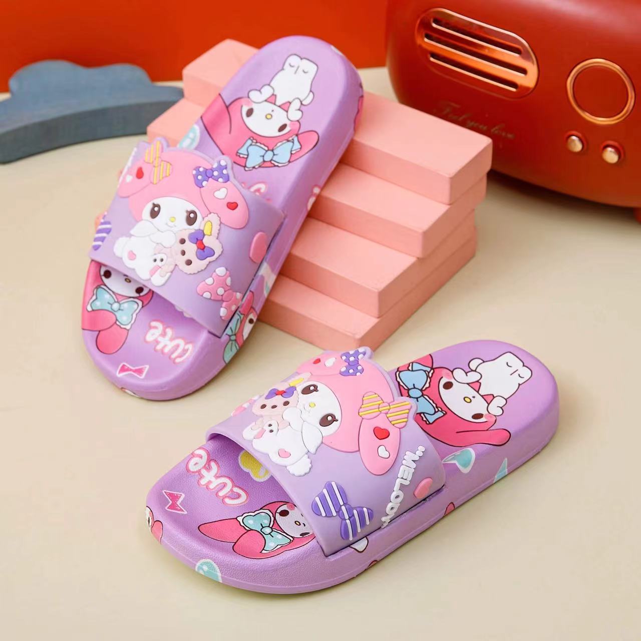 Girls' Slippers Children's Summer Cute Princess Non-slip Soft Bottom Indoor Home Bathroom Baby Children's Outer Wear Sandals