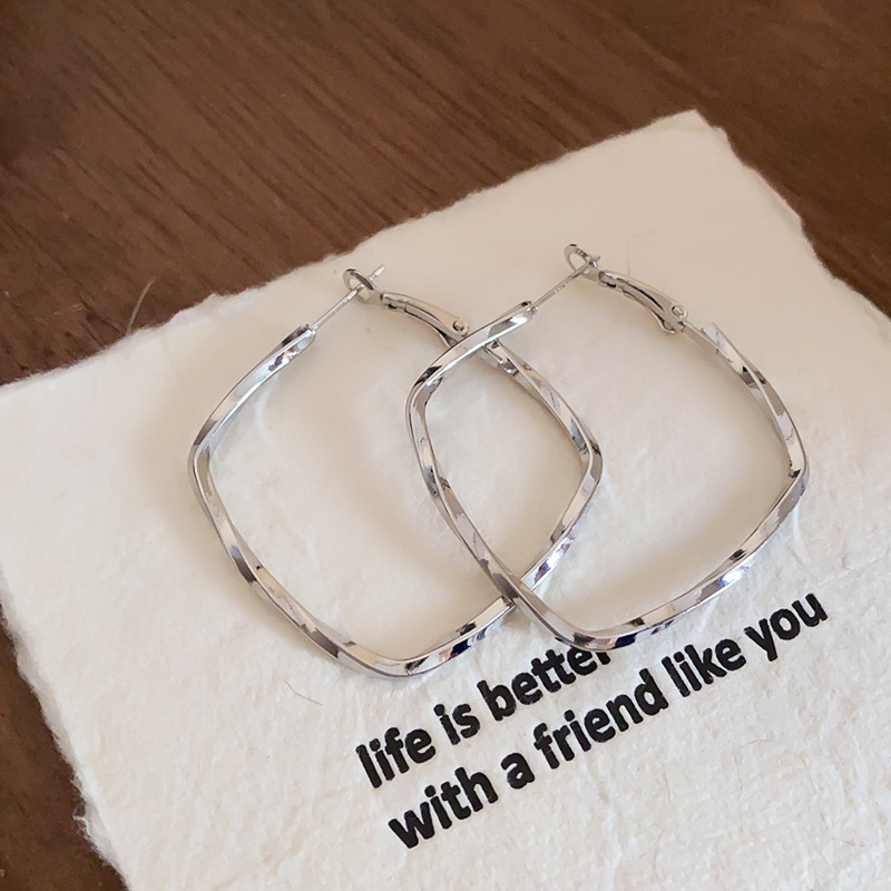 Pendientes de metal transfronterizos de otoño e invierno con aguja de plata, pendientes, pendientes de viento frío de moda de nicho, pendientes de lujo de alta gama de luz de todo fósforo