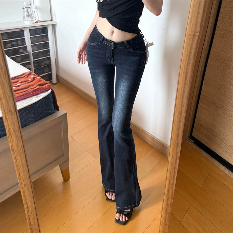 Korean Style Flared Jeans for Women, Extra Long for Tall Individuals, Floor-Length, V-Waist, Hip-Hugging, Long Pants Korean Style Flared Jeans for Women, Extra Long for Tall Individuals, Floor-Length, V-Waist, Hip-Hugging, Long Pants