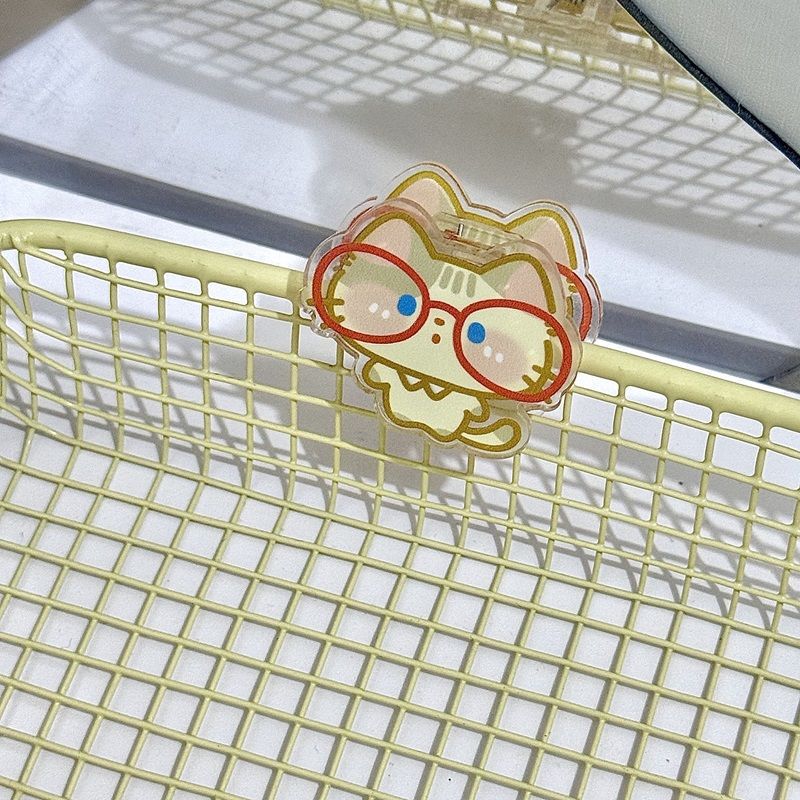 メガネ小動物ノートホルダー漫画インスタイル高価値両面クリップアクリルPPクリップ収納クリップテスト用紙クリップ|undefined