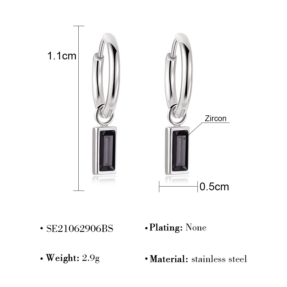 Venta caliente transfronteriza europea y americana Tendencia de acero de titanio Pendientes de circonita de esmeralda Moda femenina Juego de hebillas de oreja de temperamento retro geométrico