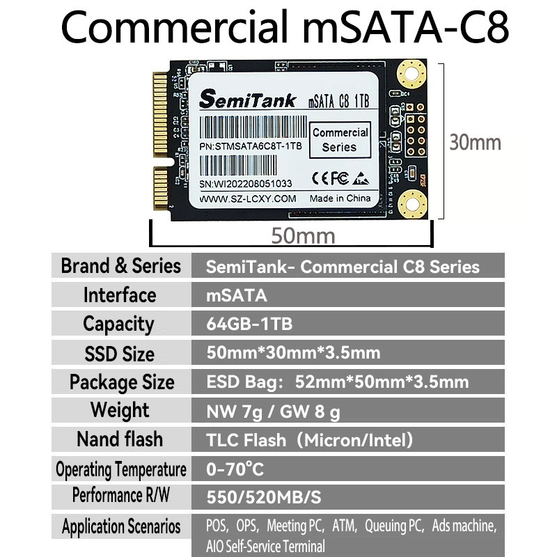Коммерческий класс ssd 128gb мини sata 256g msata 512g ssd 1tb