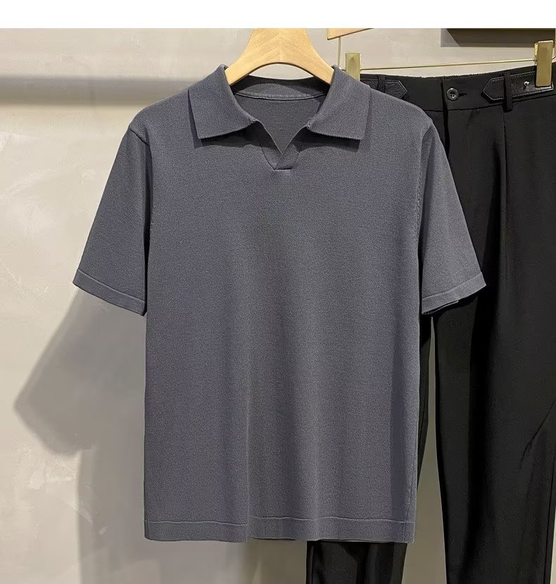 Herenkleding Zomer Effen Kleur Mode Effen Kleur Korte Mouw Overhemd - Zomer Casual Losse Fit Ademend Polyester T-shirt Voor Jeugd & Tieners_voghion.com