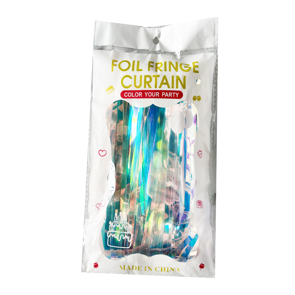 Amazon fiesta cumpleaños boda Fondo decoración de la pared colorida lluvia de seda colorida luz dorada lluvia cortina de seda cinta