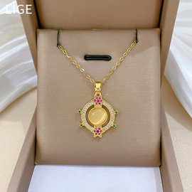 【钛钢】猫眼圆环个性轻奢气质华丽满钻项链女百搭锁骨链钛钢链