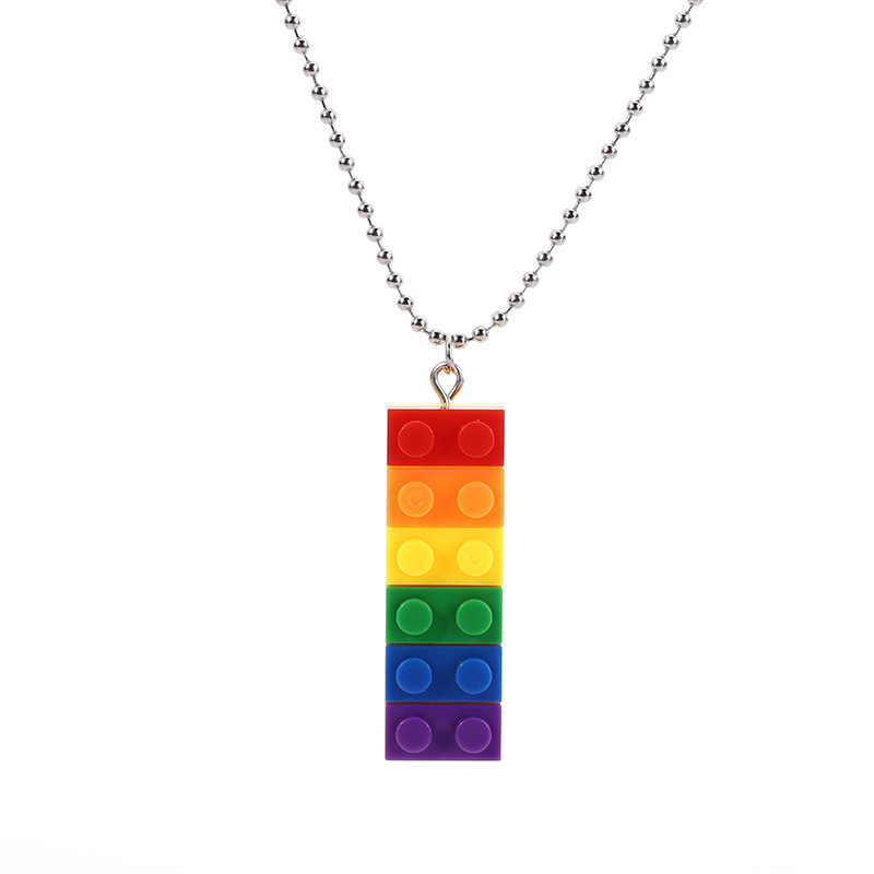 Wholesale Jewelry Rainbow Building Blocks Pendant Earrings Necklace Nihaojewelry