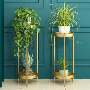 New Flower Stand Light Luxury Balcony Flower Stand Pothos Flower Pot Living Room Indoor Iron Floor-Standing Storage Rack Hanging Orchid Pot