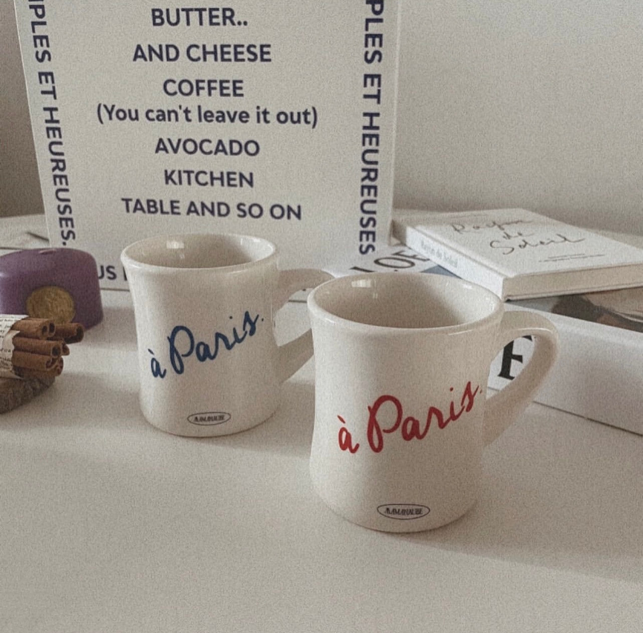 韩国咖啡杯 ins高级感简约欧式陶瓷马克杯情侣浪漫法文式复古杯子