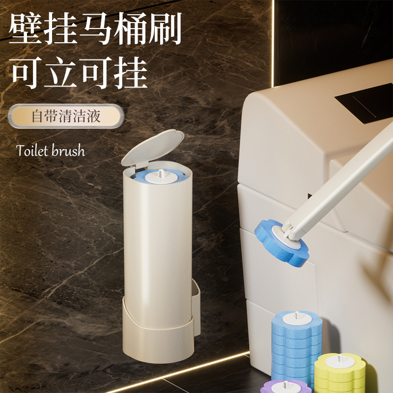 Toilet Brush with Long Handle, No Dead Ends, Household Disposable Toilet Brush with Replaceable Brush Head, Super Easy-To-Use Toilet Brush