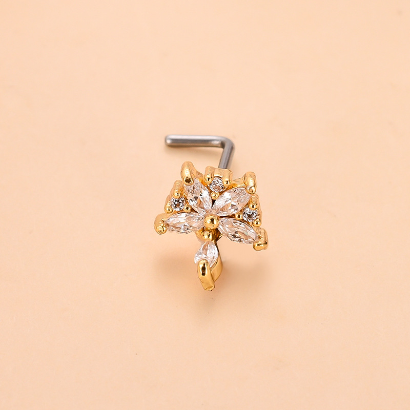 Simple Style Heart Shape Stainless Steel Plating Zircon Nose Studs 1 Piece display picture 27