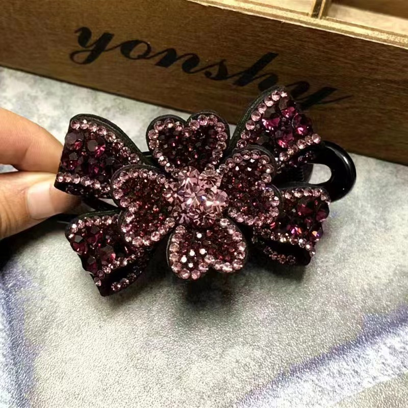 Elegante haarclip met strass bloem voor dames minimalistisch_voghion.com