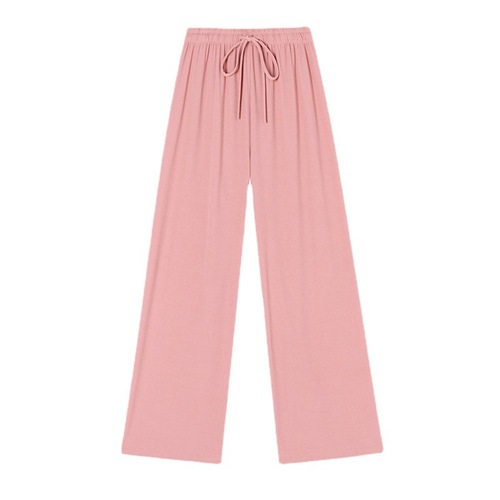Women's Spring Summer 2024 New Ice Silk Wide Leg Pants High-Waisted Flowy Loose Straight Leg Casual Slimming Wearable Floor-Length Pants