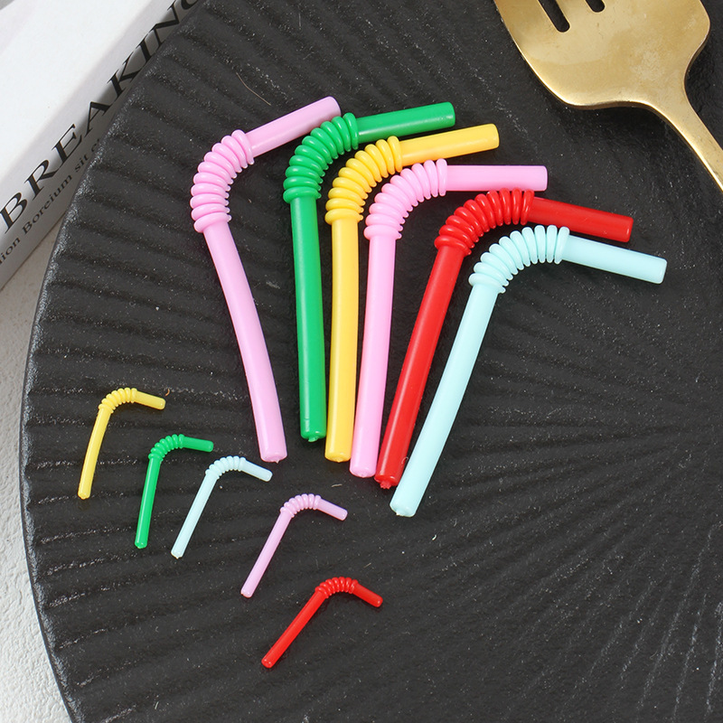 PVC mini simulation milk tea cup straw miniature straw model DIY miniature food play accessories play house toys