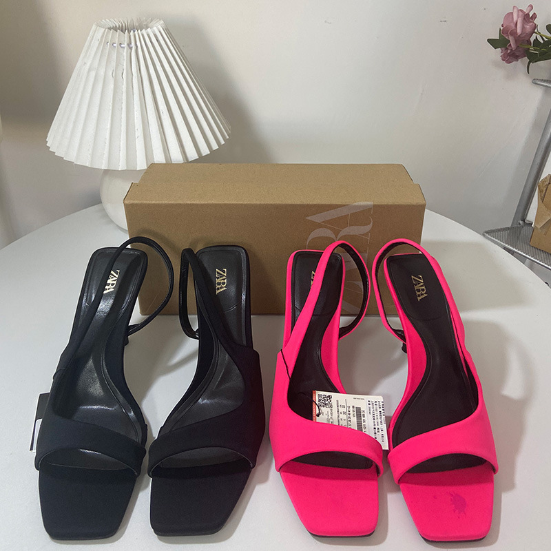 Za New 2024 Summer Square Toe Stiletto High Heels Women's Back Straps Outer Wear Fashion Versatile Sandals Women's Flats Za New 2024 Summer Square Toe Stiletto High Heels Women's Back Straps Outer Wear Fashion Versatile Sandals Women's Flats