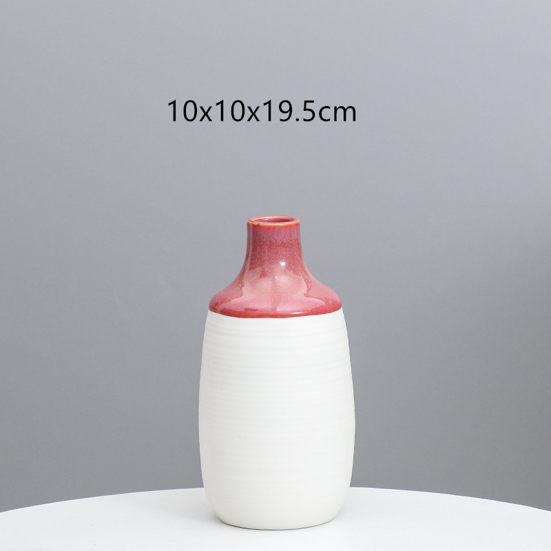 Estilo europeo de cerámica creativa pequeño florero seco arreglo de flores hogar salón decoración simple cerámica florero dispositivo