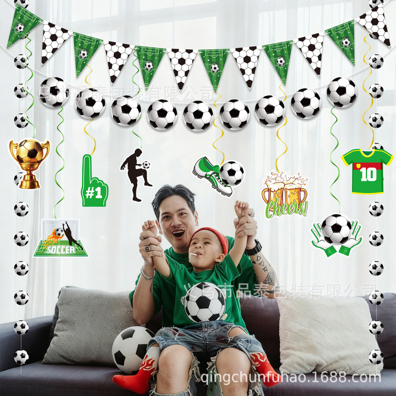 2026 Football World Cup Theme Peripheral Party Supplies Birthday Arrangement Flag Decoration Banner Party Set