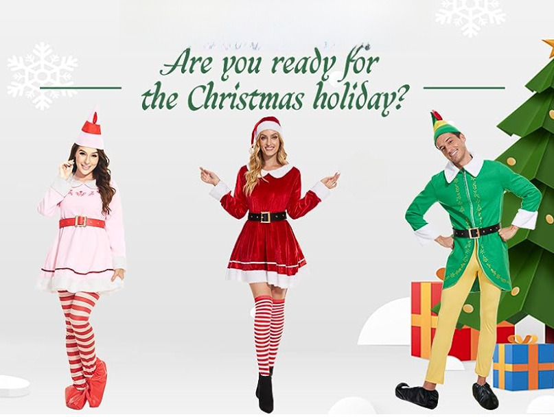 New Santa Claus costume Christmas elf costume cosplay Christmas costume performance costume 2023_voghion.com