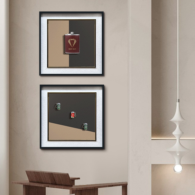 Modelado minimalista moderno pintura decorativa mural cuadrado arte petaca sala de estar sofá pared de fondo pintura colgante tridimensional