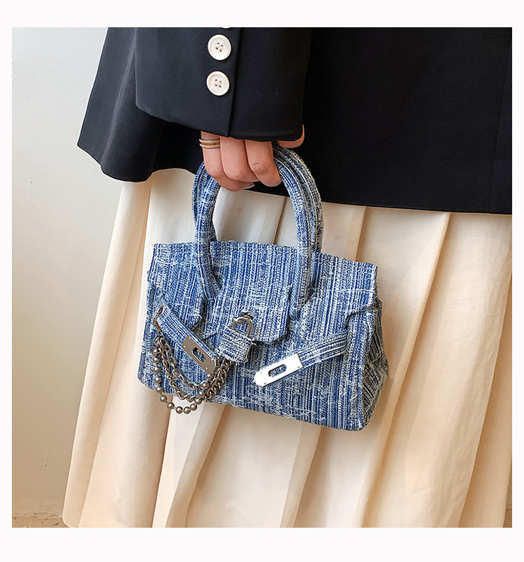 Bolso de mano retro desgastado de mezclilla para mujer, bolso de hombro tipo bandolera grande y pequeño para comercio exterior transfronterizo.