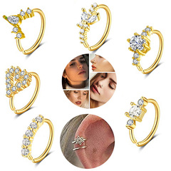 Cross-border European and American-style minimalist earrings & nose rings with micro-inlaid zircon&mdash;Korean-inspired, trendy, and uniquely designed ear cuffs