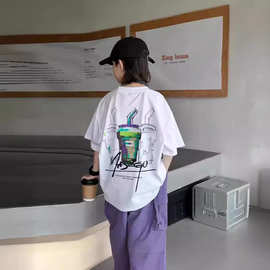 男童短袖T恤夏装2024新款儿童夏季纯棉上衣男孩中大童夏款半袖潮t