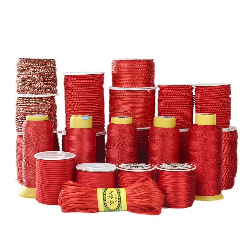 China nudo especial de cuerda roja hecha a mano DIY cuerda roja cadena cuerda trenzada anillo pulsera collar cuerda roja línea 5