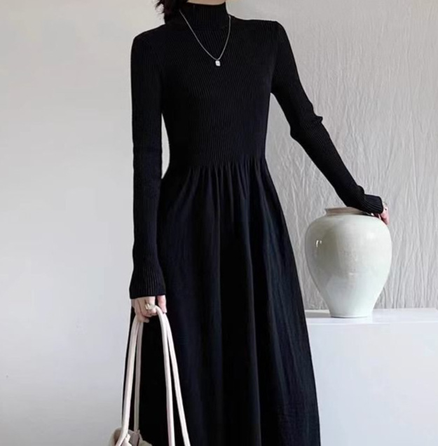 Breastfeeding Dress for Spring and Autumn, Nursing Sweater for Going Out, Stylish Mom Style Autumn and Winter Base Dress, Waist-Cinching Nursing Clothing