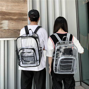 Cross-Border Waterproof Transparent Backpack Travel Pvc Cosmetics Bag Transparent Large Capacity Student School Bag Backpack Ready for Sale