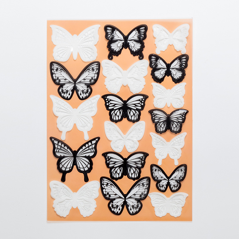 Simulación 3D estereoscópica mariposa creativa hogar fondo de la sala de estar decoración de pared pegatinas de PVC blanco y negro mariposa pegatinas de pared diy