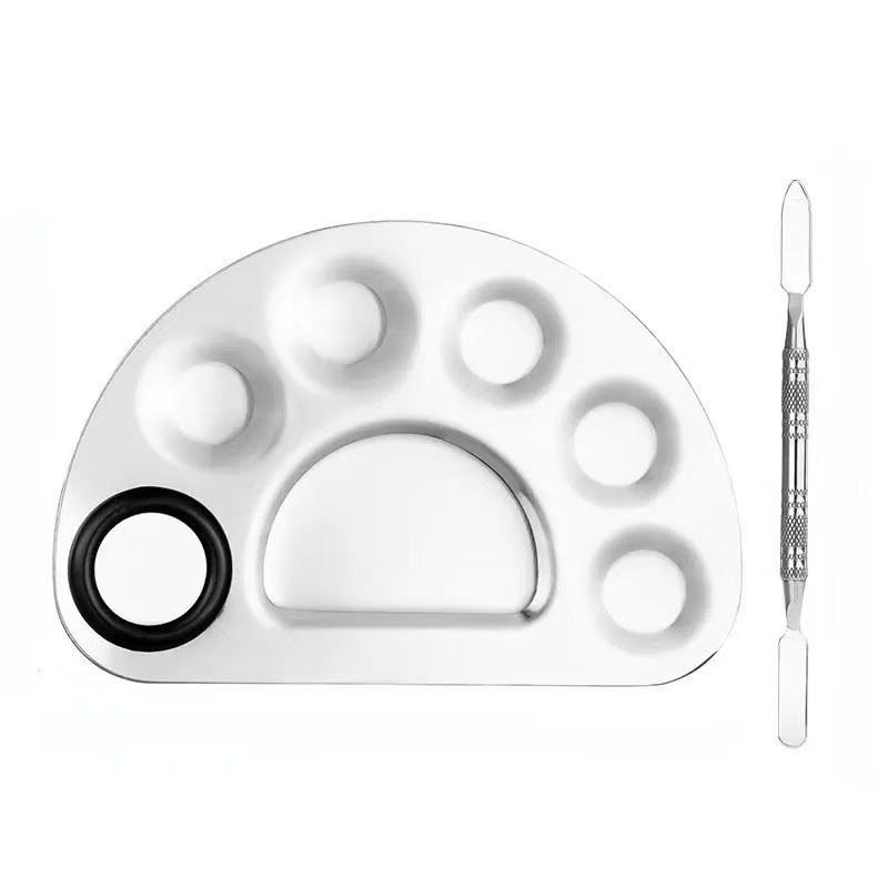 Paleta de maquillaje, base líquida de maquillaje, corrector, paleta de anillos, paleta de colores profesional de acero inoxidable con paleta