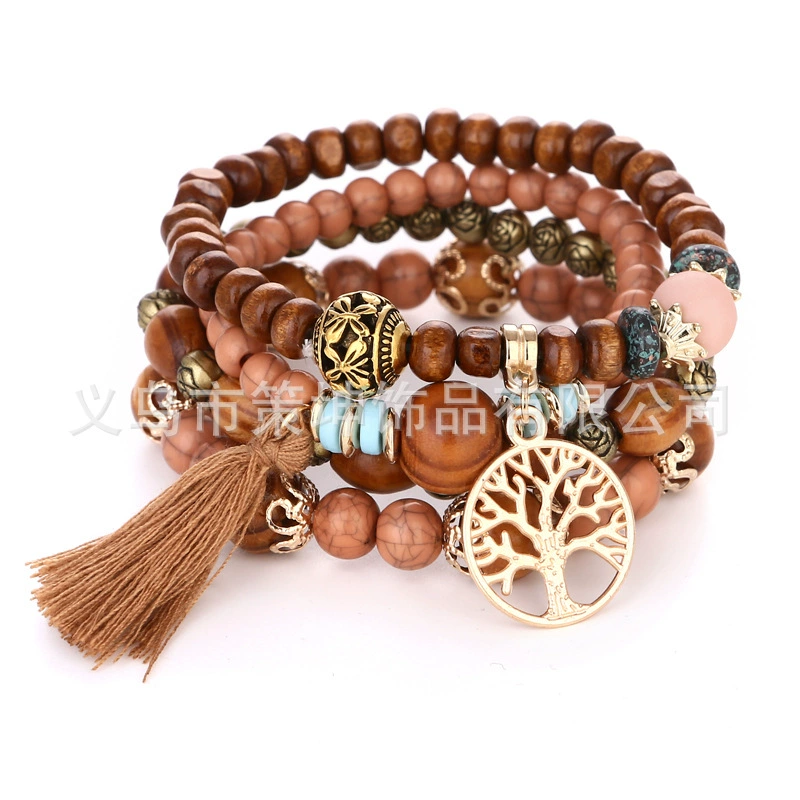 Ethnic elastic beaded bracelet, boho style, ethnic style, (Physicals)