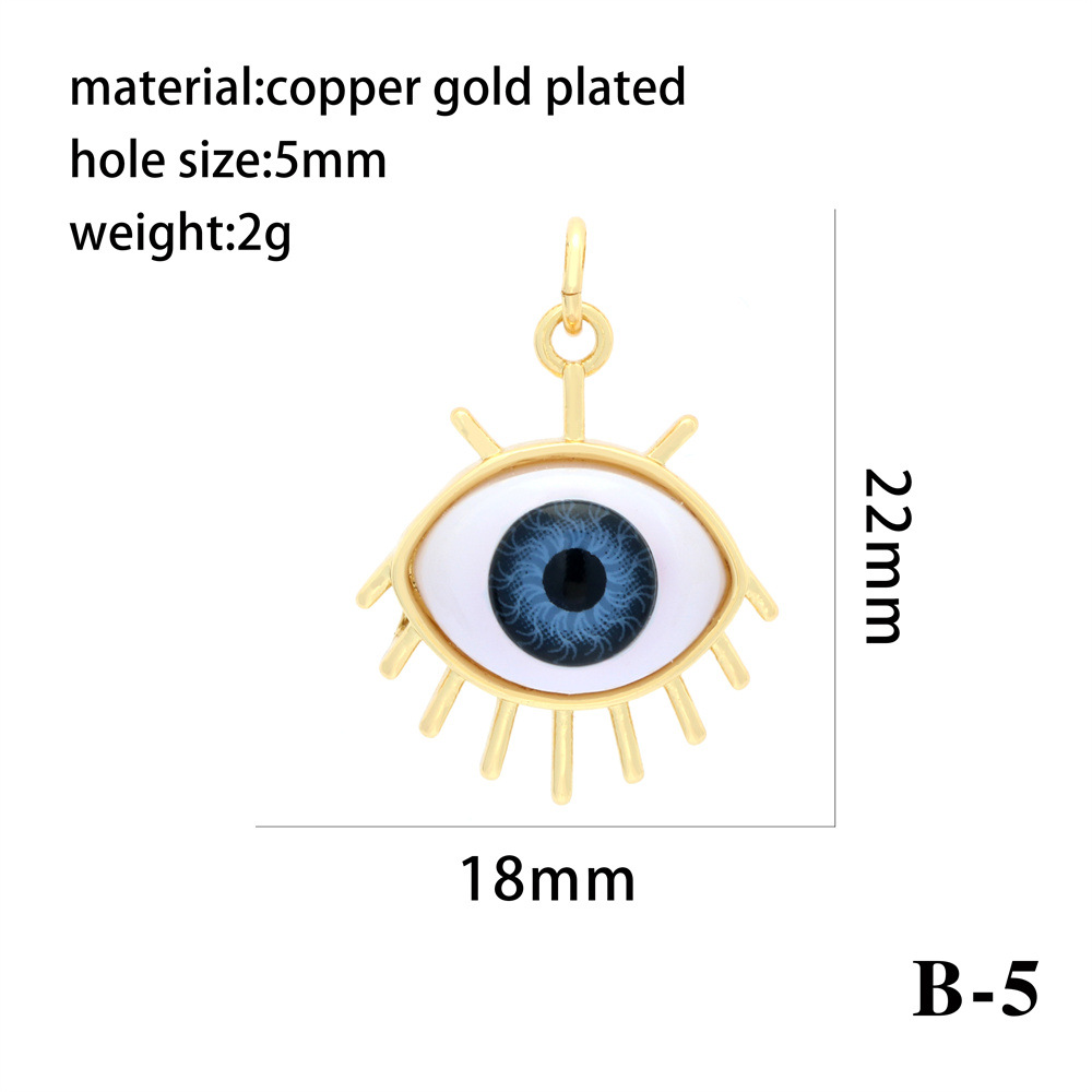 7g Weight Resin Inlay Material Charms, Jewelry Accessories Classification 1 Piece Quantity Copper Material Eye Pattern Plating, Inlay Design Streetwear Style 1 Piece Copper Resin Eye 7