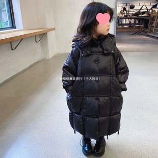2021 new children's down jacket long knee baby thick winter boys and girls Korean loose coat