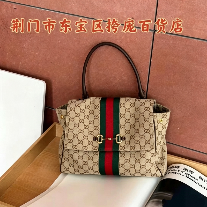 2026 European and American Fashion g Brand Retro Fashion Patchwork Handbag Large Capacity Horsebit Buckle Shoulder Crossbody Women's Bag 2026 European and American Fashion g Brand Retro Fashion Patchwork Handbag Large Capacity Horsebit Buckle Shoulder Crossbody Women's Bag