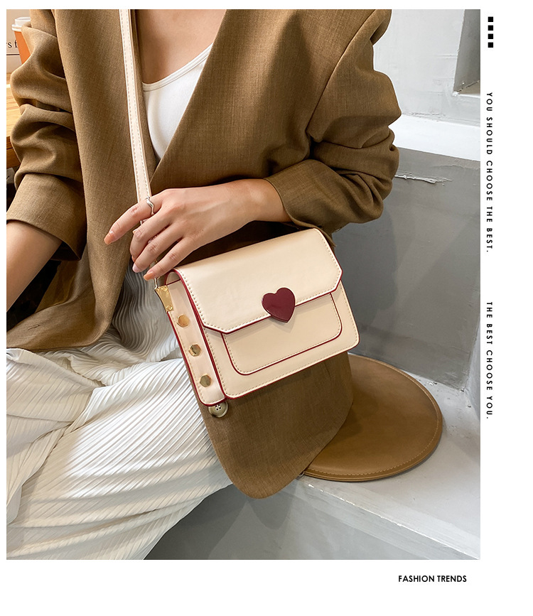 448g Weight Magnetic Buckle Closure Type Single Shoulder Strap Strap Type Crossbody Bag Bags Type Shopping Occasion Pu Leather Material Solid Color Pattern All Seasons Season Women's Gender Streetwear Style Square Shape Medium Size Women's Medium Pu Leather Heart Shape Solid Color Streetwear Square Magnetic Buckle Crossbody Bag 无