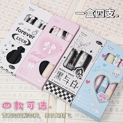 黒と白の蝶結びのバレエの箱のボタンのペンの高い顔の値のかわいい中性のペンの黒の0.5のブラシの問題の筆の学生は使います。