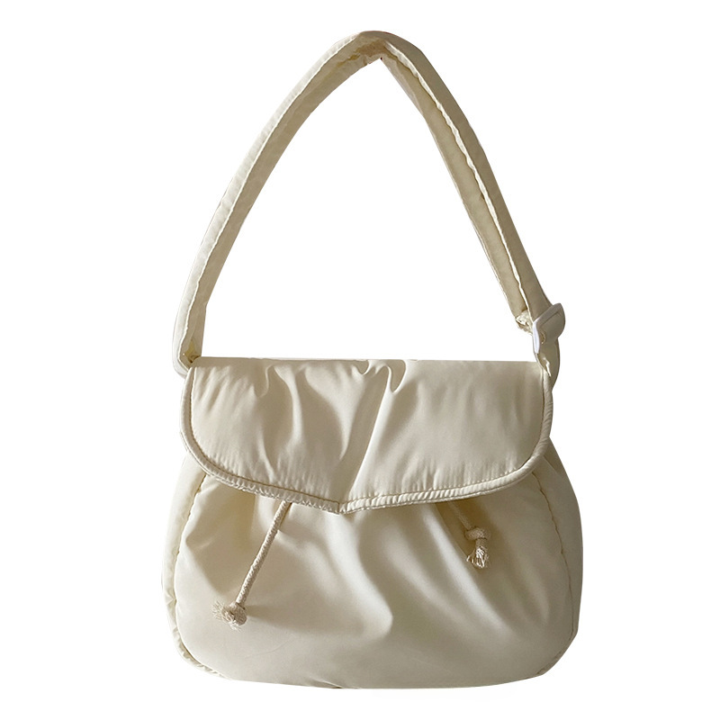 Tas Dames 2021 Nieuwe Zachte Eenvoudige All-match Flap Trekkoord Wolken Katoenen Canvas Tas Schouder Crossbody Tas Trendy_voghion.com