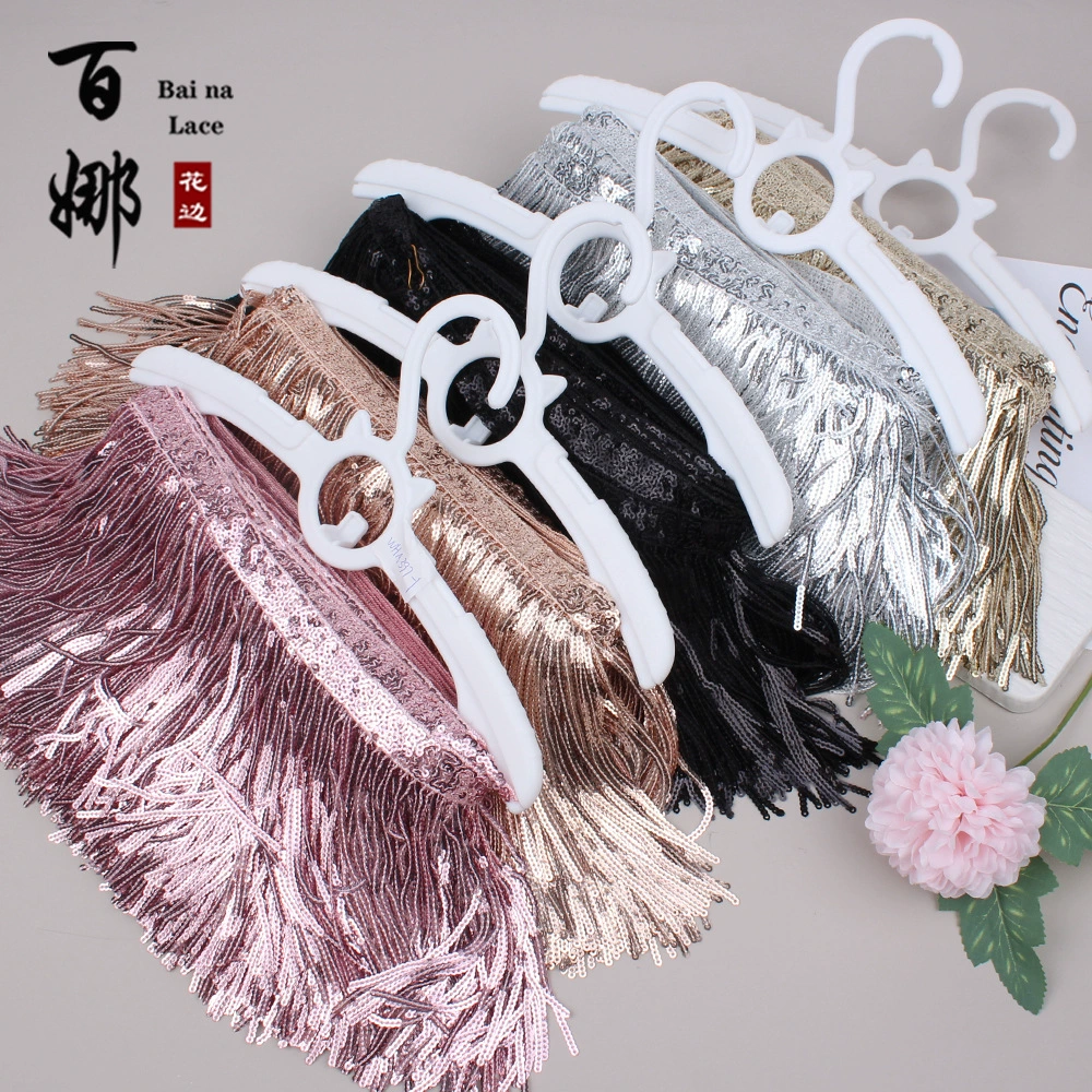 Популярный товар от Baina, оптом в наличии, 14-сантиметровая лента с лазерными пайетками и бахромой, аксессуар для танцевальных костюмов, поясная цепь.