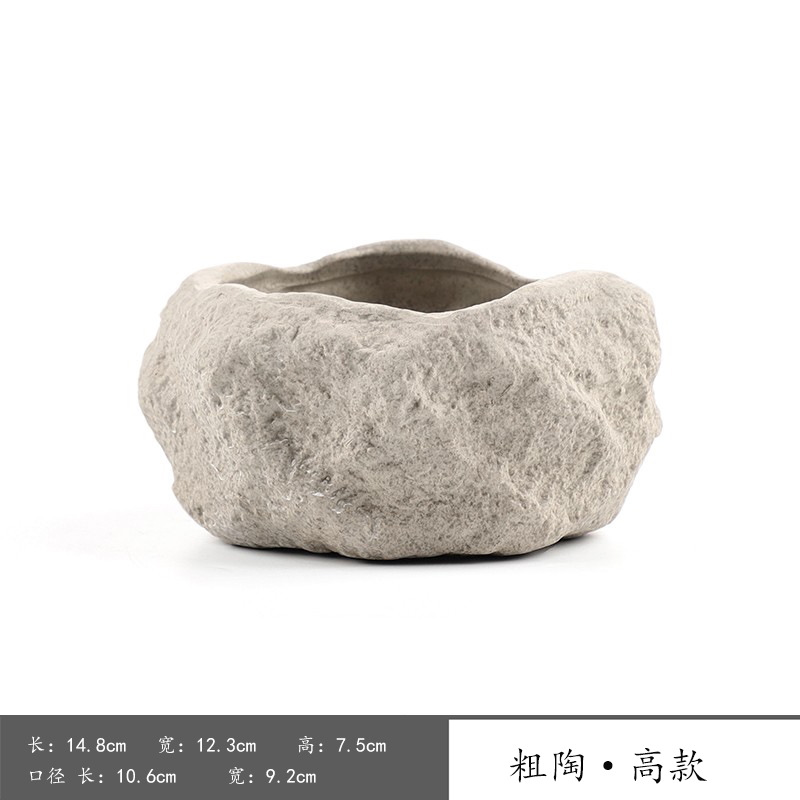 Macetas verdes para plantas de jardín con suelo perforado, macetas de imitación de piedra personalizadas, venta directa del fabricante, cerámica.
