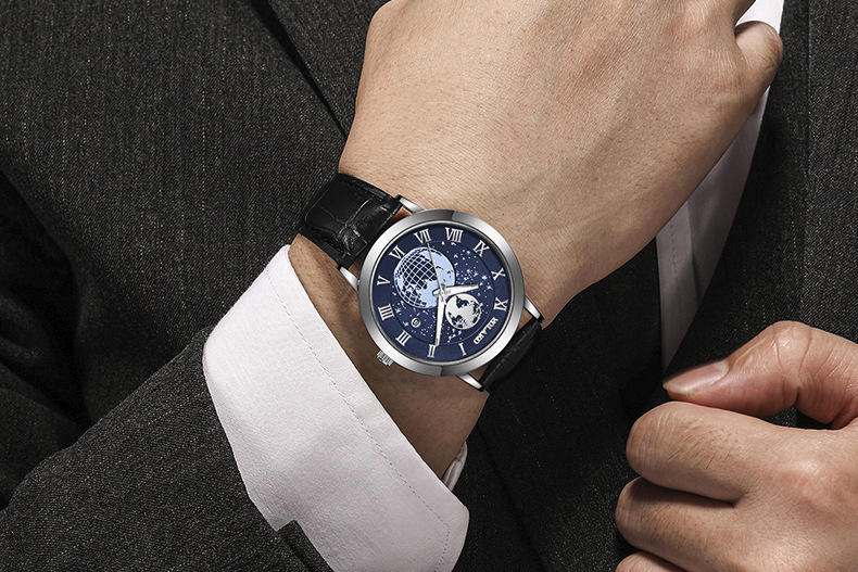 new hot sale fashion Earth calendar men's watch men's watch Belt Men's Watch_voghion.com