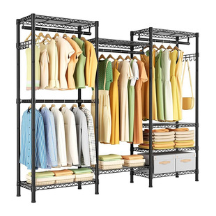Customizable Adjustable Heavy-Duty Clothes Rack Vertical Home Bedroom Simple Wardrobe Thickened Steel Pipe Portable Coat Rack