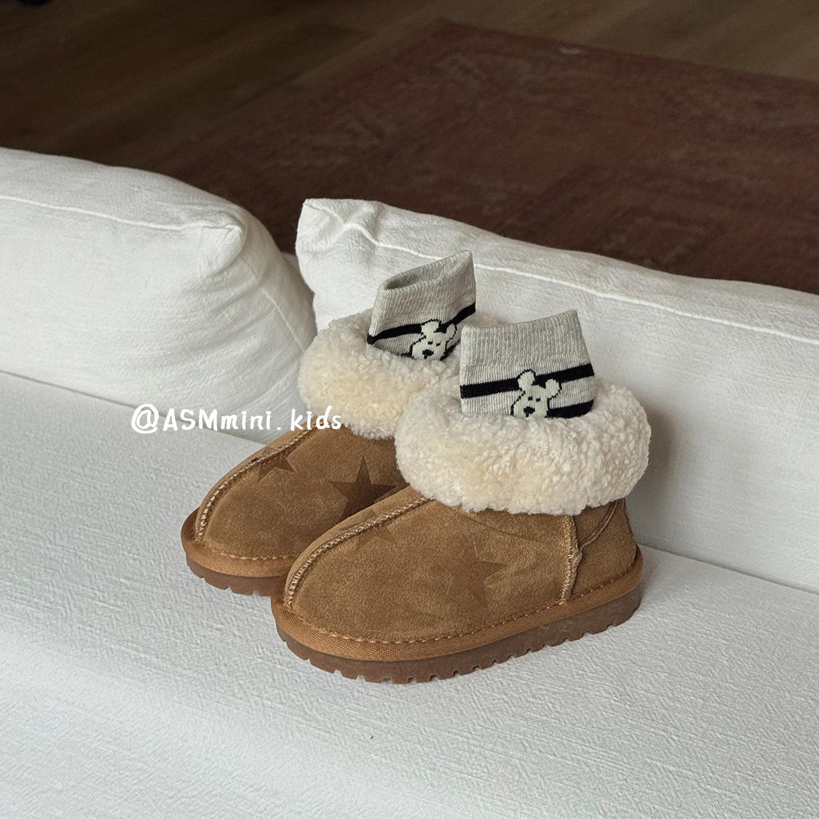宝宝加厚保暖羊毛雪地靴2025冬季新款小童五角星棉靴男女童短靴子