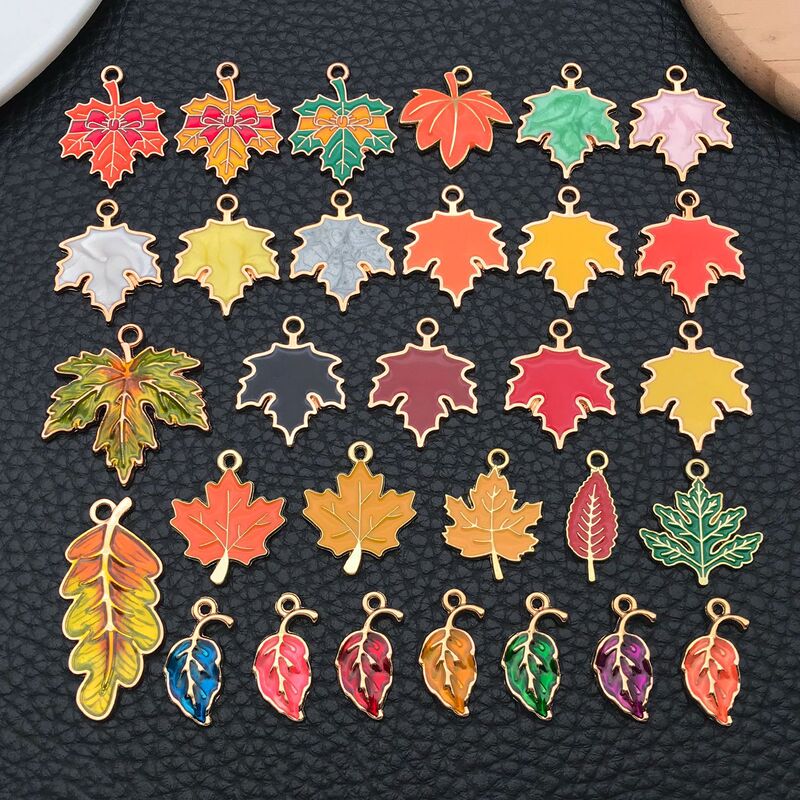 Mixed 30 Thanksgiving Maple Leaf Plant Leaves Dripping Oil Alloy Pendants DIY Jewelry Accessories Bracelet Necklace Pendant